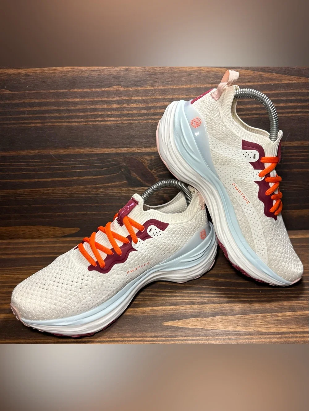 Puma Lemlem X Forever run Nitro Women’s Size 7 Shoes White Orange Lightly Worn